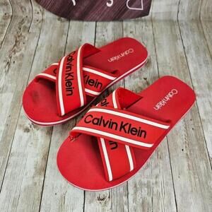 Calvin Klein Red Cross Band Sandals Size 7